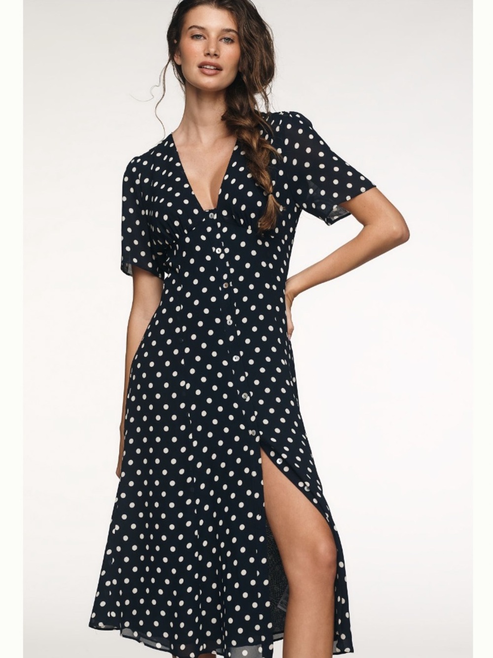 NWT Reformation Lise Midi Dress Orion Dot size 4